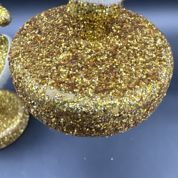 Vintage MCM Retro Gold Glitter Dancing Santa’s Spun Cotton Beard Christmas Decor - Picture 13 of 16